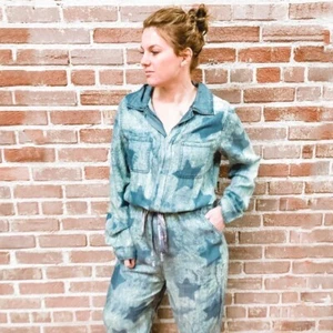 Jaded Gypsy Women's Small/Medium 'Into The Blue Sky' Bleached Denim Jumpsuit - Picture 1 of 12