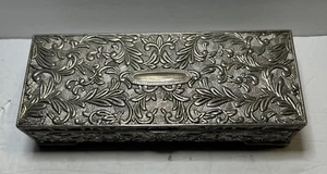 Joyero Godinger de Colección Chapado en Plata Forrado en Terciopelo Elevado Ornamentado Hoja Remolino - Imagen 1 de 6