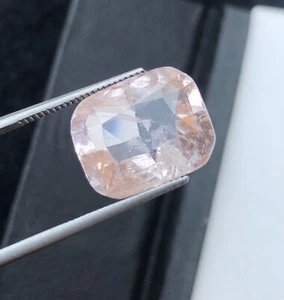 8.70 CT Natural Cushion Cut Lite Pink Morganite from Kunar, Afghanistan - Picture 1 of 9