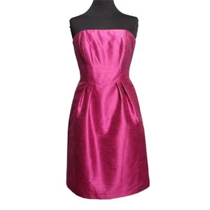 Alfred Sung NWT $235 Watermelon Pink Brushed Silk Strapless Sheath Dress, Size 8 - Picture 1 of 8