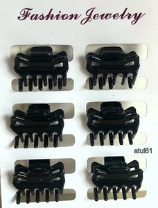 6 Black Small Mini Hair Claw Clamps~hair Clips~hair Grips 2.5 Cm Accessories New - Picture 1 of 10
