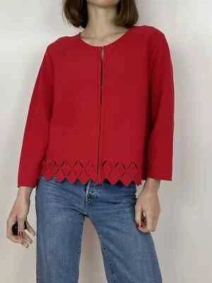 Ted Baker Viscose Crop Cardigan Red Womens Knit Blazer Size 4 - Image 1 of 4