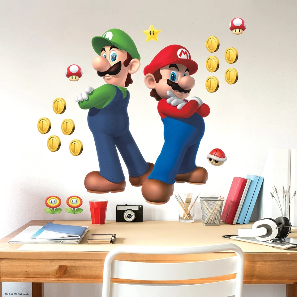 RoomMates RMK5223GM Super Luigi and Mario Peel and Stick Wall Decals red Gr...
