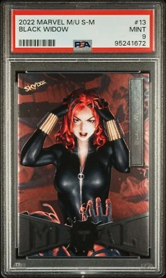 Black Widow PSA 9 2022 Skybox Marvel Metal Universe Spider-Man #13 Foto 1 de 2