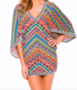 NWT $150 Trina Turk Peruvian Stripe Kimono Swimsuit Cover-Up Dress Women's XS - Bild 1 von 10