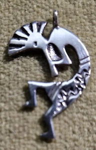 Vintage Antik Navajo Indianer Kokopelli Sterlingsilber Anhänger 1,75" - 4g - Bild 1 von 2