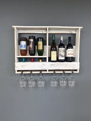 Suporte para vinho Amish Made 6 garrafas - Suporte de parede armazenamento de vinho e cabide de vidro - Imagem 1 de 4