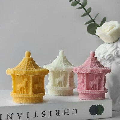 Moldes de velas de silicona para carrusel molde para hacer jabón hágalo usted mismo moldes de velas de resina artesanal Foto 1 de 3