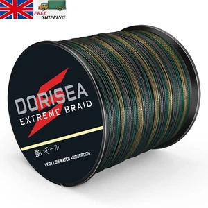 Dorisea 100M-2000M Brown Green Camouflage Braided Fishing Line Carp Fish Sea UK - Picture 1 of 21