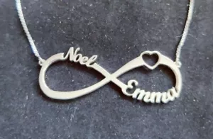 Infinity Heart "Noel, Emma" Name Sterling Silver Chain Necklace 20" (13082) - Picture 1 of 4