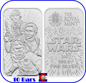 2024 Star Wars Light Side - Silver 1 oz Bar - UK Royal Mint - sheet of 10 bars - Picture 1 of 3