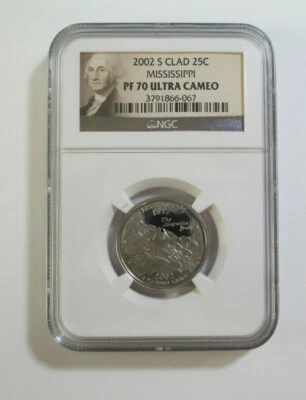 2002 S Clad 25C NGC PF70 ULTRA CAMEO MISSISSIPPI NGC Portrait Label #3791866-067 - Image 1 of 4