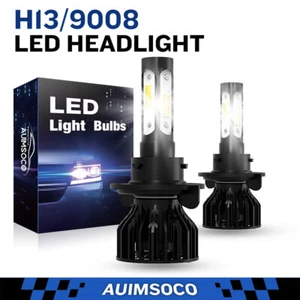 2Pcs H13 9008 LED Headlight Bulbs Kit High Low Beam 10000K Super Bright White - Picture 1 of 14