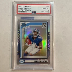 2024 Panini Donruss Malik Nabers Optic Preview Holo Rated Rookie Prizm PSA 10 - Picture 1 of 2