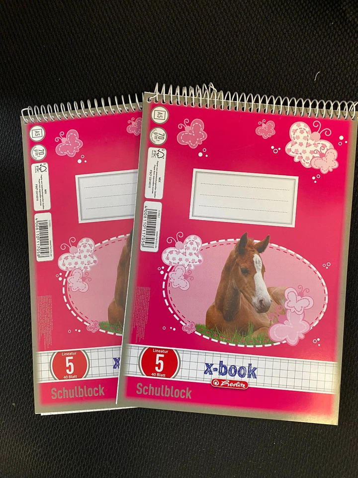 Herlitz * Spiralschulblock x.book, DIN A5, Lineatur 5 - Stck. Pferde - Bild 1 von 1