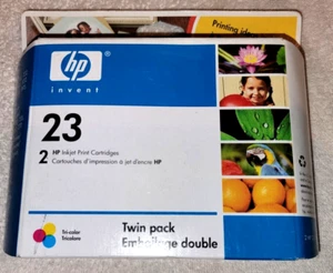 HP, 23, TRI-COLOR INK CARTRIDGES, 2-PACK, OLD STOCK, NEW IN BOX, SEALED - Picture 1 of 6