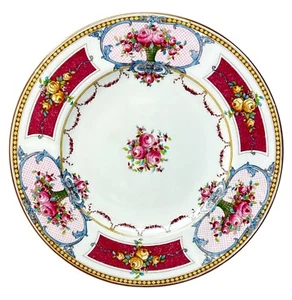 ROYAL WORCESTER C2115 10.5” dinner plates SET OF FOUR (4) pink floral cartouche - Picture 1 of 7