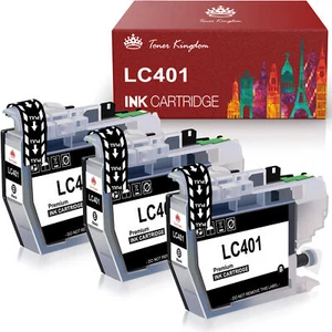 Paquete de 3 cartuchos de tinta negra LC401 compatibles con Brother MFC-J1010DW MFC-J1170DW - Imagen 1 de 6