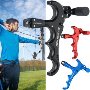 Tiro con arco 4 dedos 360° giro arco compuesto pulgar liberación ayuda caza - Imagen 1 de 20