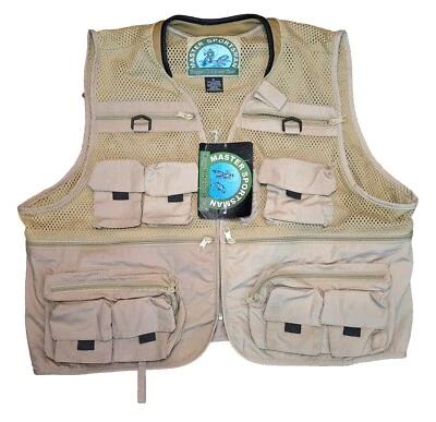 Chaleco de pesca de caza Master Sportsman con cremallera talla XL resistente al aire libre bronceado equipo 92627 Foto 1 de 4