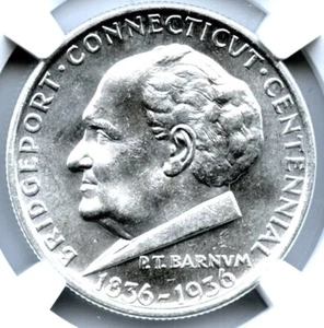 1936 Bridgeport commemorativo in argento, NGC MS65 - Foto 1 di 3