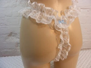 sissy panties frilly satin lace tanga g string mens lingerie knickers all sizes - Picture 1 of 3