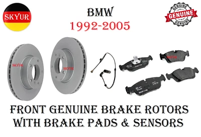 Rotores de freno delanteros con pastillas de freno y sensor de freno para 92-05 BMW E36, E46 genuino Foto 1 de 4