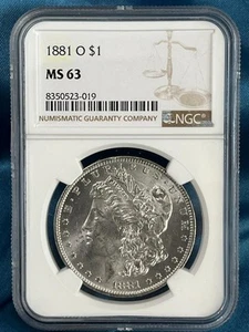 1881-O Morgan silver dollar NGC MS63 - Picture 1 of 4