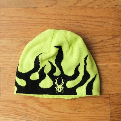 Spyder Flame Beanie in Yellow Black Boys 4-7 Y2K Winter Sportswear Streetwear - Image 1 of 3