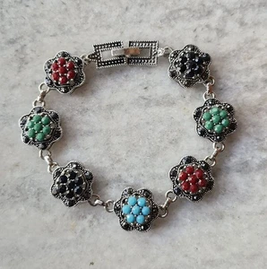 Pulsera de plata esterlina floral de varias piedras para mujer joyería de moda regalo - Imagen 1 de 7