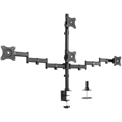VIVO Quad Monitor Heavy Duty Desk Mount 3 + 1, Holds Computer Screens up to 24" - Image 1 of 4
