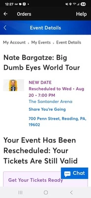 Nate Bargatze Big Dumb Eyes Tour -2 Tickets Santander arena reading, pa - Image 1 of 2