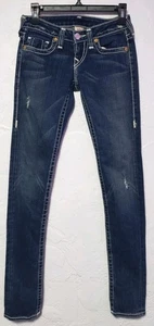True Religion Stella Big T Jeans 26 USA Dark Wash Dicke Nähte - Bild 1 von 12