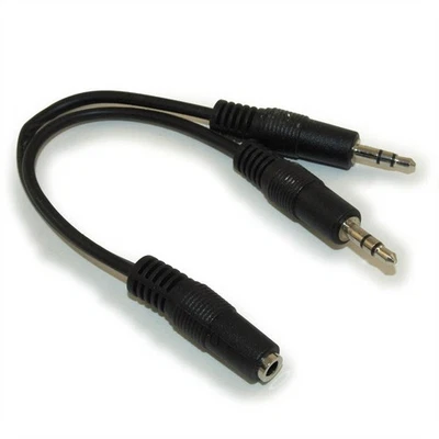 6 inch 3.5mm Mini-Stereo TRS Female to Two Male Speaker Adapter/Splitter - Image 1 of 2