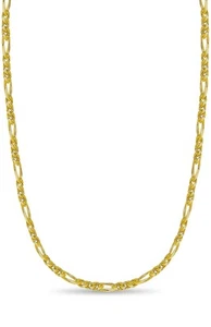 18k Solid Yellow Gold Handmade 5mm Figaro Link Necklace, 24" - Picture 1 of 3