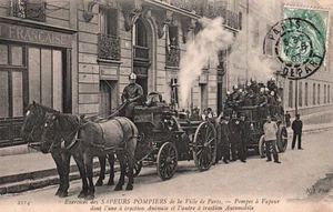 CPA 75 Exercices des SAPEURS-POMPIERS - Pompes à Vapeur - Imagen 1 de 2