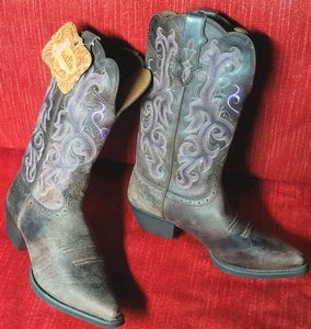 Neu mit Etikett Justin Stampede Cowgirl Cowboystiefel L2562 bestickt braun Leder 9C Weite - Bild 1 von 12