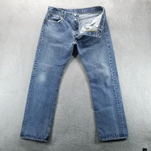 Levis 501 Jeans Herren 34x30 Blau Straight Button Fly Medium Wash Denim a - Bild 1 von 11