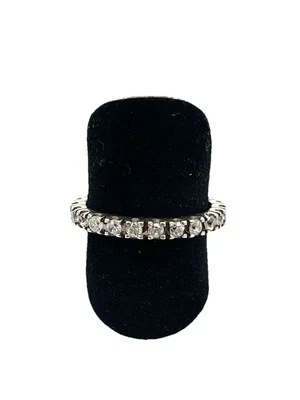 925/- Sterlingsilber Ring, Memory Ring, simulierte Diamanten, Gr. 57 - Bild 1 von 3