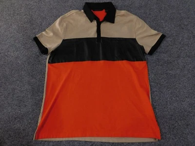 Camisa Polo Sean John Para Hombre Grande Tostada Negra Naranja Bloques de Color Informal Y2k Foto 1 de 4