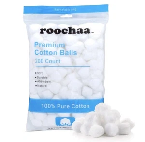 Premium 200 Cotton Balls, 100% Natural Cotton, Soft and Absorbent Hypoallergenic - Picture 1 of 7