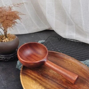 1pc Wooden Soup Ladle Long Handle Serving Soup Spoon Kitchen Cooking Utensils - Picture 1 of 11