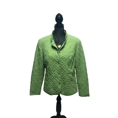 Chaqueta acolchada RQT para mujer talla grande verde perla broches de presión abrigo forrado Foto 1 de 4