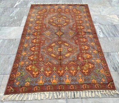 Vintage French Style Aubusson Rug Needlepoint Chain stitch Rug 4x6 ft Free Ship - Image 1 of 4