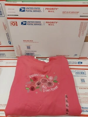 VTG MC Sportswear Grandmas Love Grows Sweatshirt Size X Large Pink Flowers Roses - Image 1 of 4
