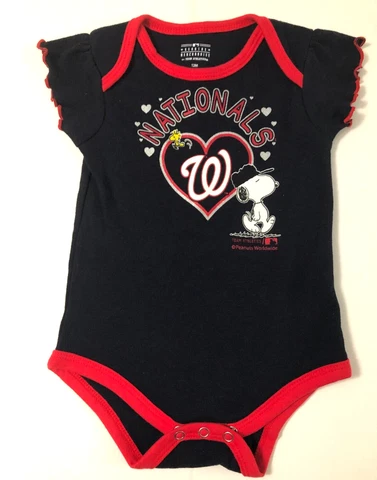 MLB Washington Nationals Girl's Navy & Red Short Sleeve Snoopie Outfit Size 12M Cover