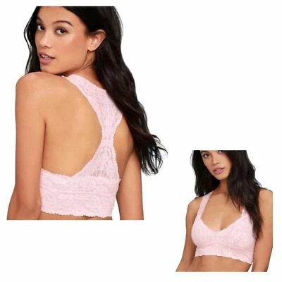 🔥FREE PEOPLE Intimately Galloon Lace Racerback Bra Bralette Floral Ballet L🔥 - Image 1 of 4