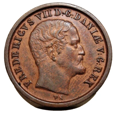 1853 (c) FK VS DENMARK 1 Rigsbankskilling Copper - Frederik VII.  AU-UNC RB - Image 1 of 4