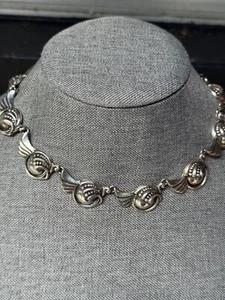 Vintage Mexican Sterling Silver Necklace Choker 15" - Picture 1 of 6