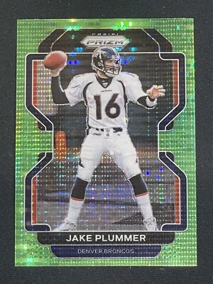 2021 NFL PRIZM GREEN PULSAR Jake Plummer Denver Broncos Cardinal Quarterback 207 - Image 1 of 3